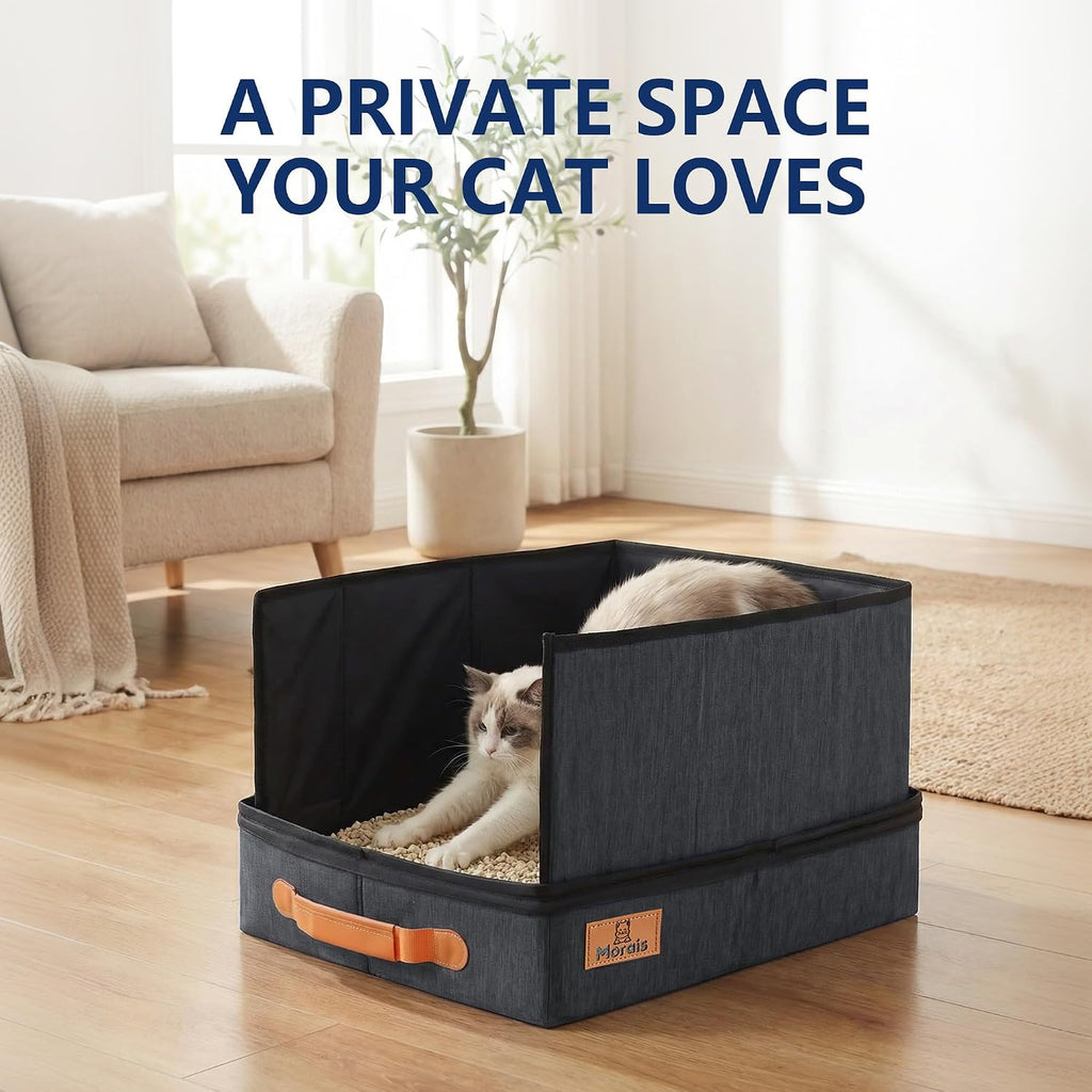 MORAIS Portable Travel Litter Box for Cats, 17.7"×13.5"×11"