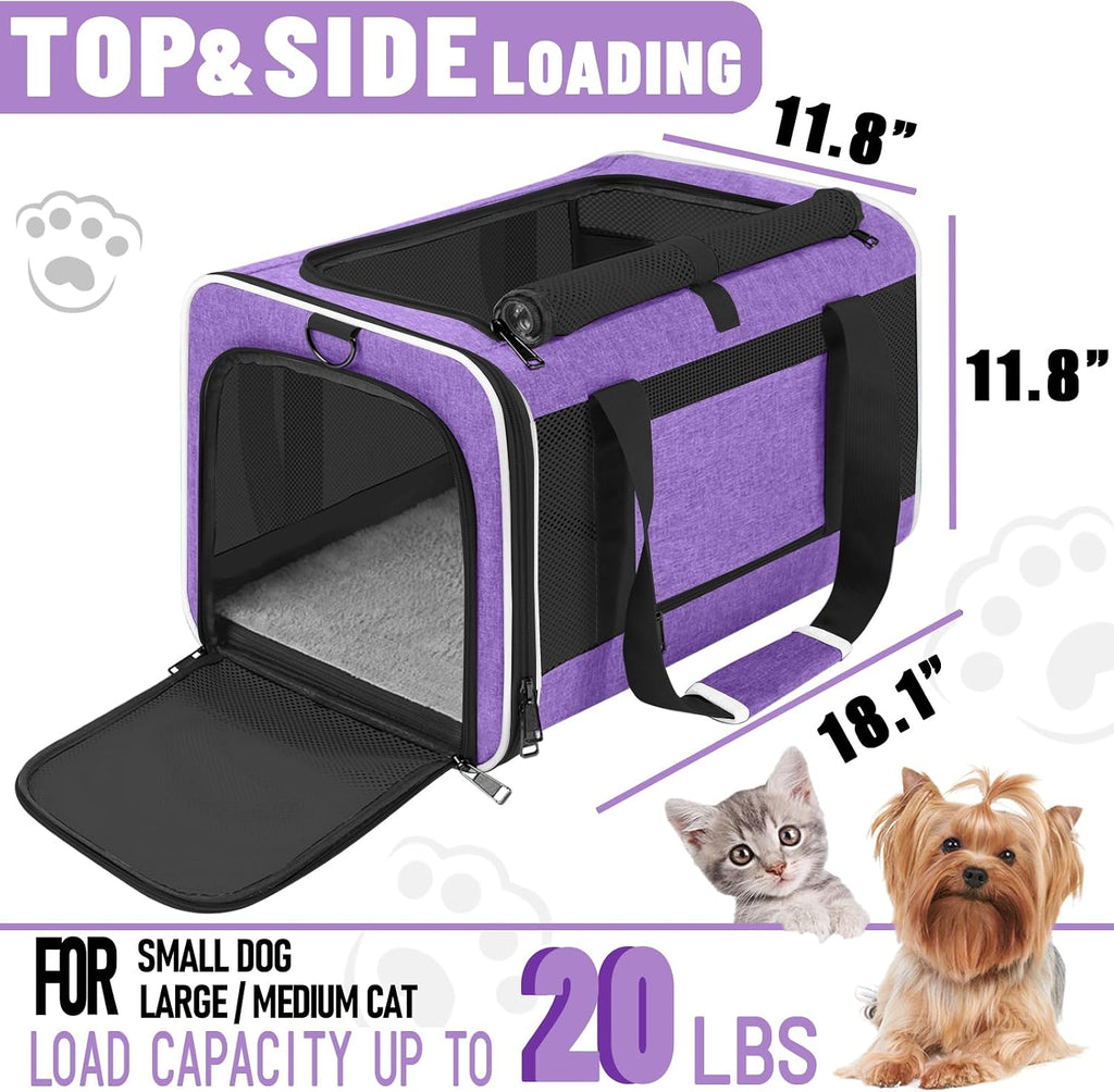 GAPZER Large Cat Carrier Soft, Collapsible Travel Pet Carry Bag, Small Dogs