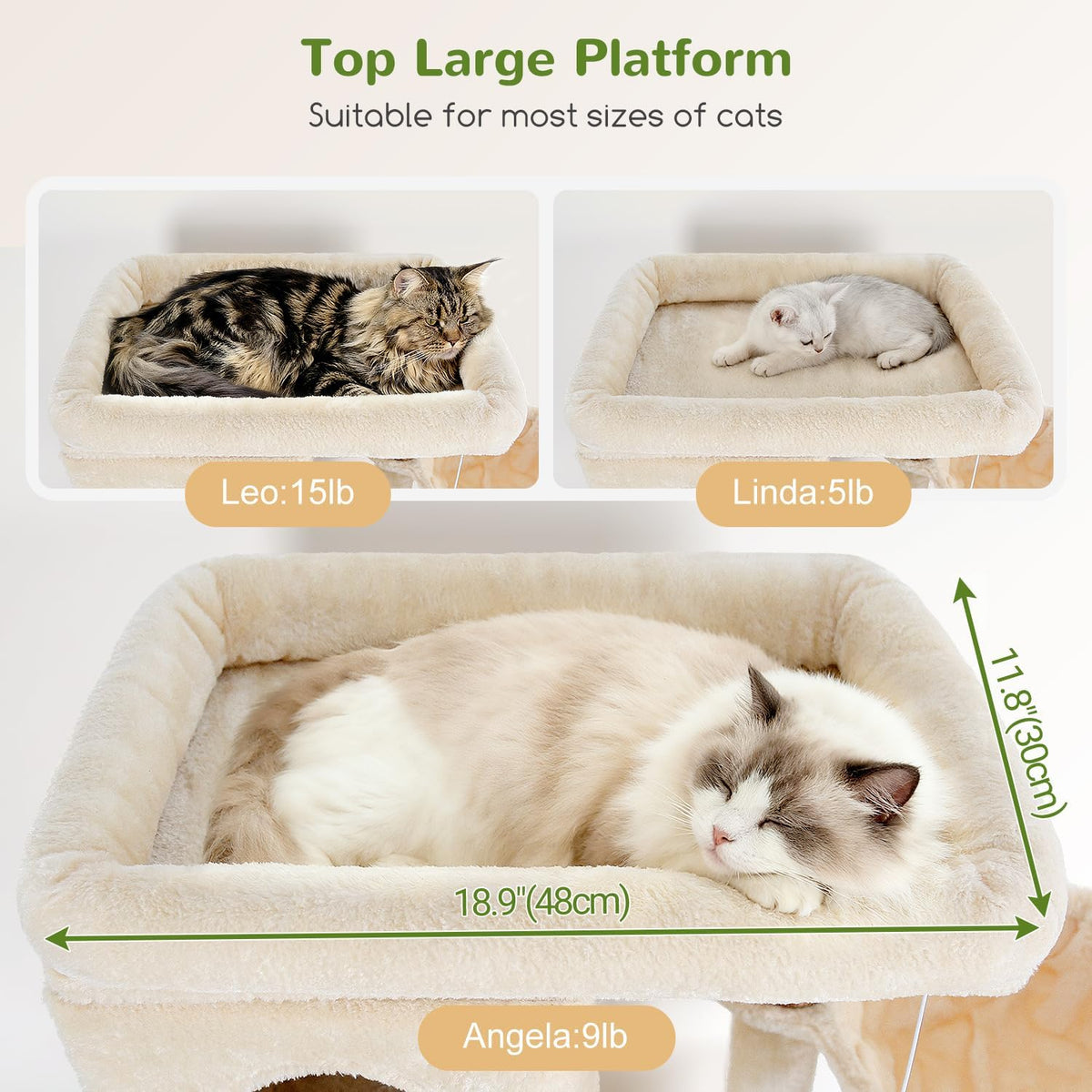 Globlazer F66 Corner Cat Tree, 66in Multi-Level Climbing Tower, Beige