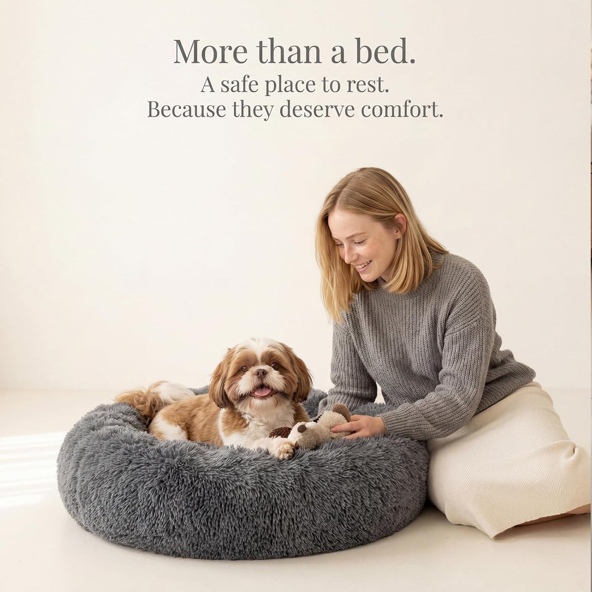 nononfish Calming Dog Bed for Small Dogs,Plush Donut Pet Bed