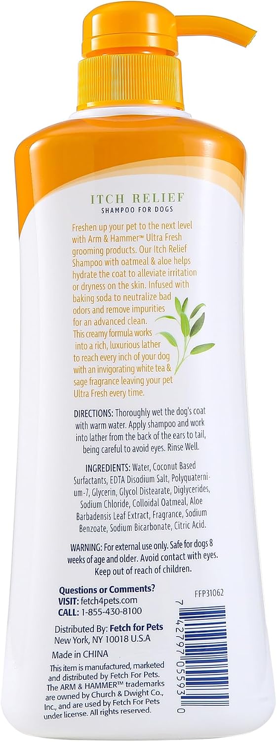 Arm & Hammer Ultra Fresh Oatmeal Dog Shampoo, Aloe, 24 Fl Oz