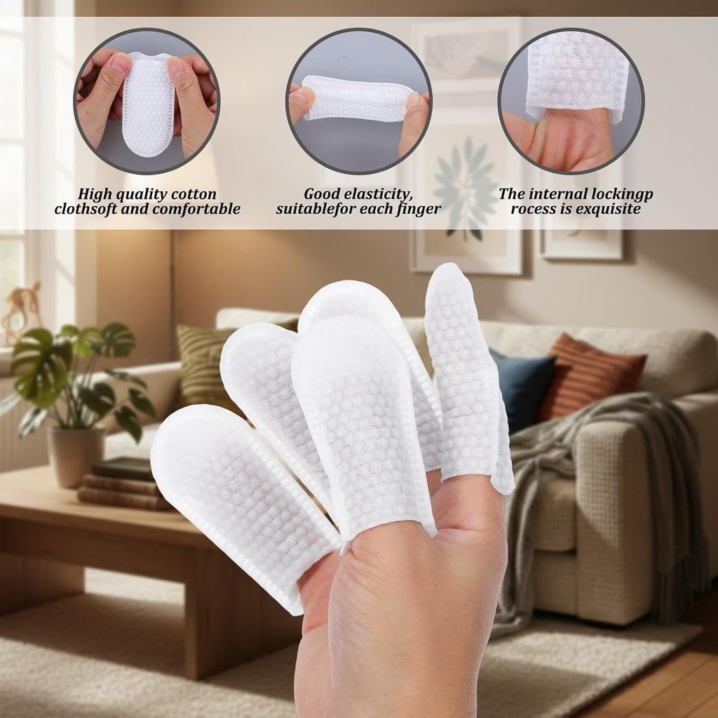 150 Pcs Cotton Finger Cots Dog Ear Wipes for Pet Ear Cleaning Cloth Finger Cots Fingers Covers Fingers Gloves Disposable for Nails Cleaning Dog Cat Teeth Cleanings Grooming Nail Trimming Precise Tasks