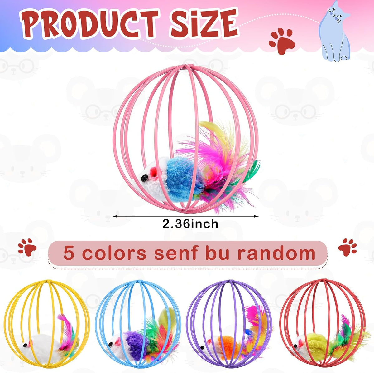 Jecery 5 Pcs Cat Toys Spring,Metal Cage,Multicolor