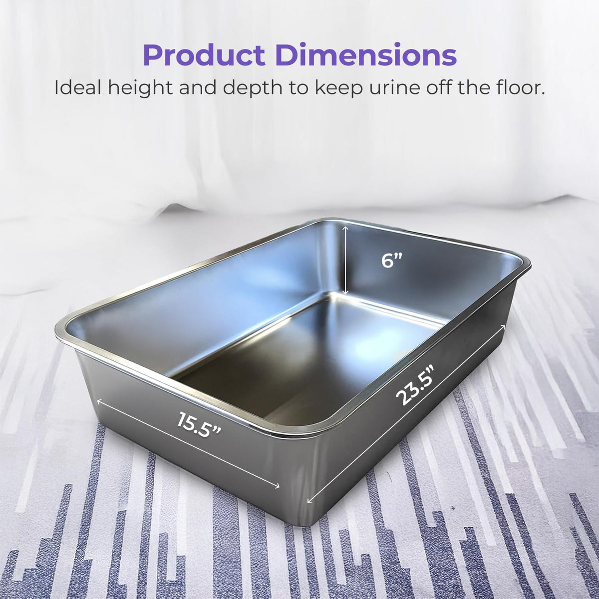 iPrimio Stainless Steel Cat Litter Box, Nonstick, XL 23.5" x 15.5" Open Pan | Extra large open steel pan built for big cats. The nonstick surface and rounded corners rinse clean in seconds, no scrubbing.