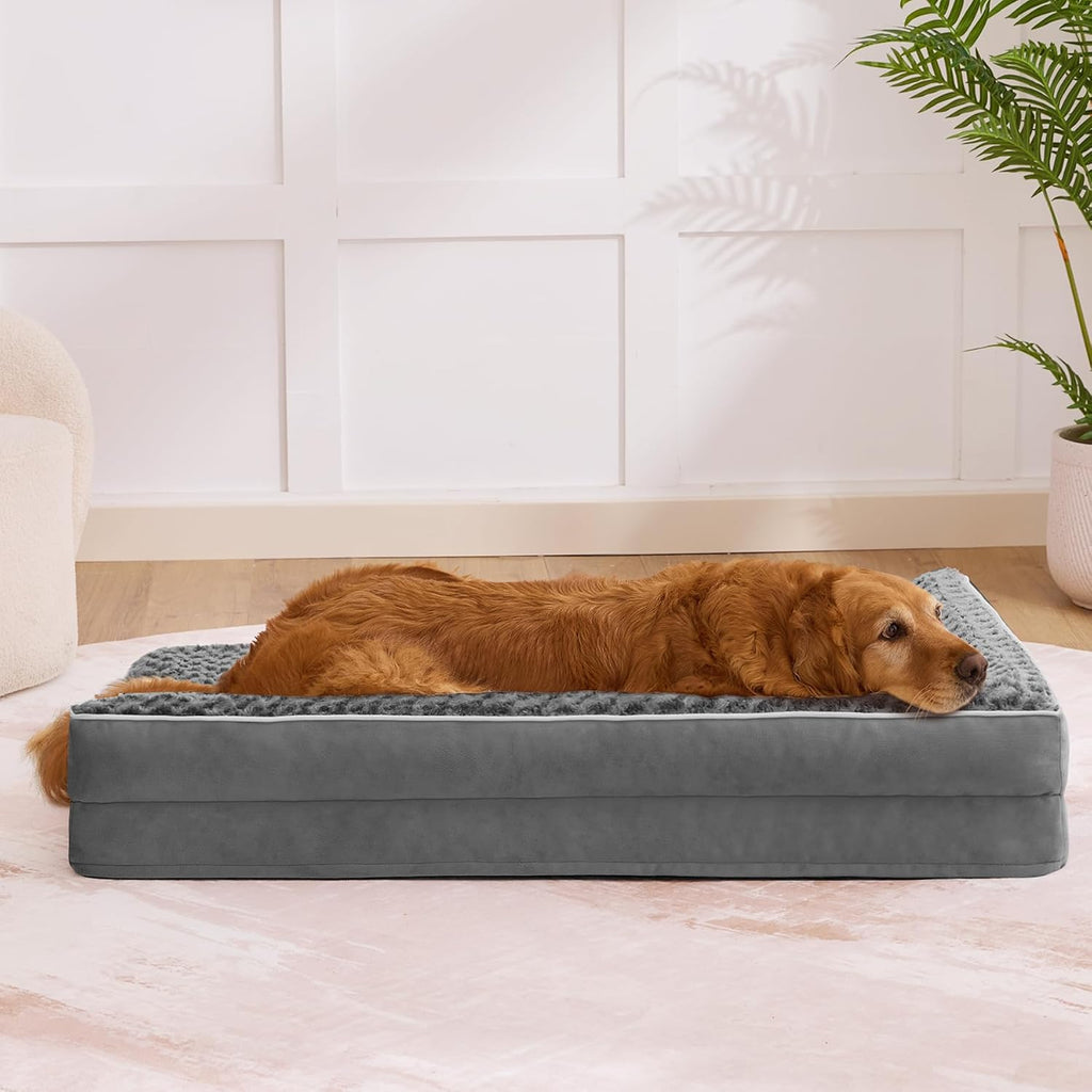 XL Orthopedic Dog Bed for Large Sized Dogs, 42"x30", Dark Grey
