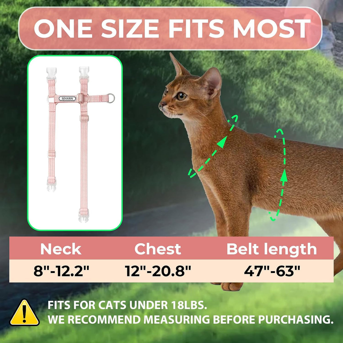 Cat Harness and Leash Set - Pink Lightweight Soft Kitten Harness Escape Proof, Adjustable Travel Pet Harness for Walking，Easy Control Comfortable Outdoor (Pink, One Size Fits All)