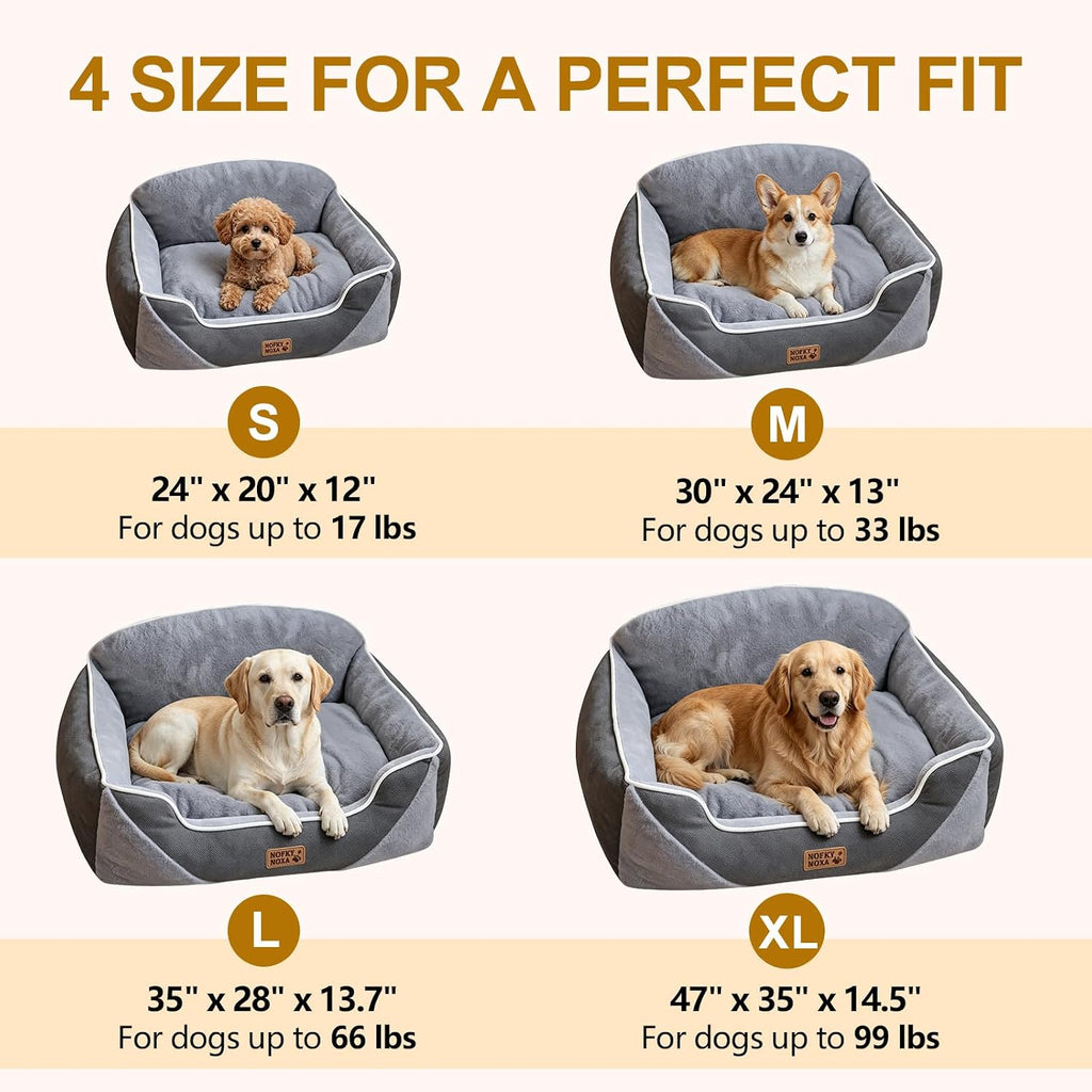 Orthopedic Dog Bed for Extra Large Dogs, XL Washable Dog Bed with Reversible Plush & Premium Corduroy Velvet, Removable Cover, Non-Slip Bottom, Calming Dog Sofa Bed, Grey, 47"x35"