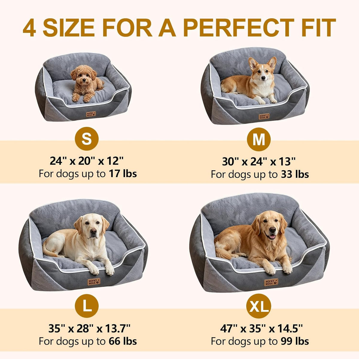 Orthopedic Dog Bed for Extra Large Dogs, XL Washable Dog Bed with Reversible Plush & Premium Corduroy Velvet, Removable Cover, Non-Slip Bottom, Calming Dog Sofa Bed, Grey, 47"x35"