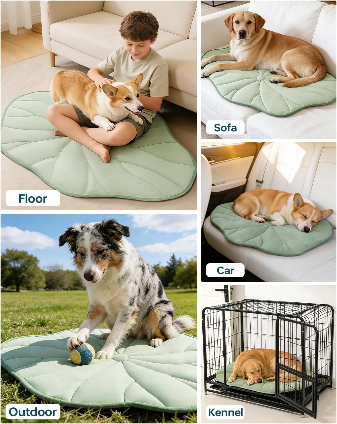 BG-BABYGO Dog Cooling Mat, 36" x 23" Reversible Self Cooling Mat for Small & Medium Dogs, Washable Cooling Pad for Pets 2.0 Summer Pet Cooling Pad for Crate Kennel Sofa Floor Outdoor Portable Green