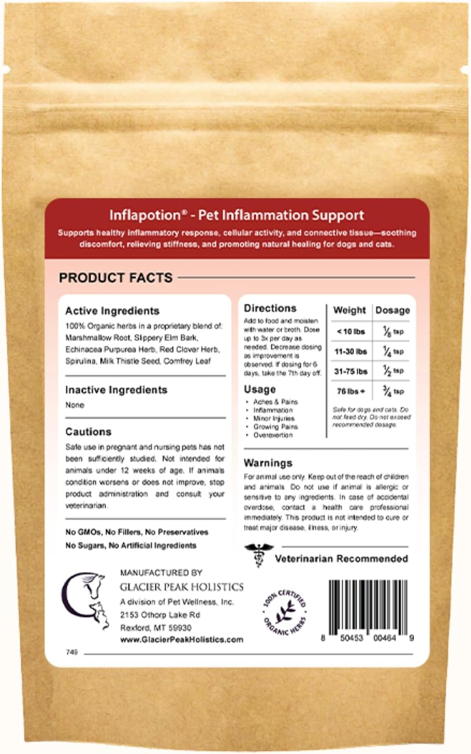 Glacier Peak Holistics Inflapotion Hip & Joint Support for Dogs & Cats 3 oz