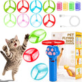 BABORUI Cat Toy Disc Launcher, Rechargeable Interactive Cat Fetch Toy Launcher with 8 Flying Discs, Flying Enrichment Toys for Indoor Bored Kittens & Adult Cats (Blue)