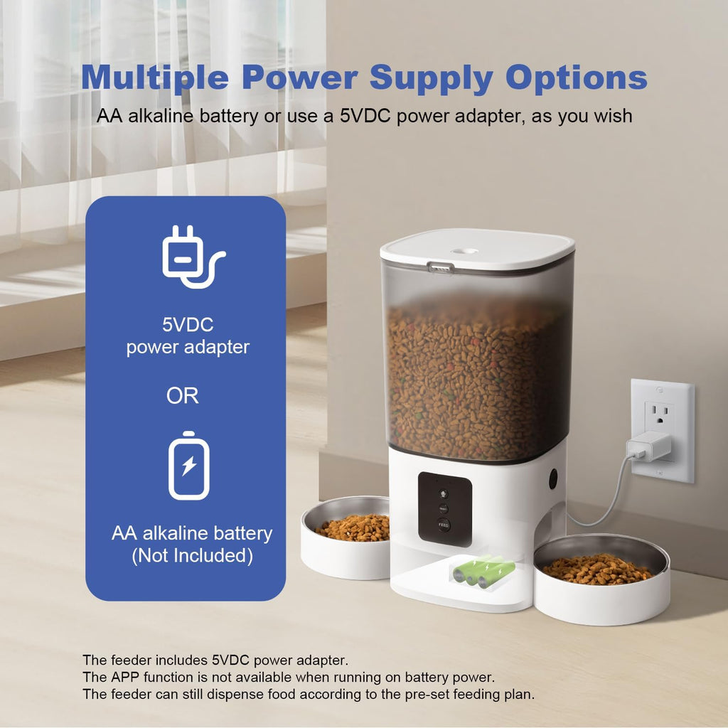 ANDOLL HOME 6L Automatic Cat Feeder, 2 Pets Timed Cat Dry Food Dispenser