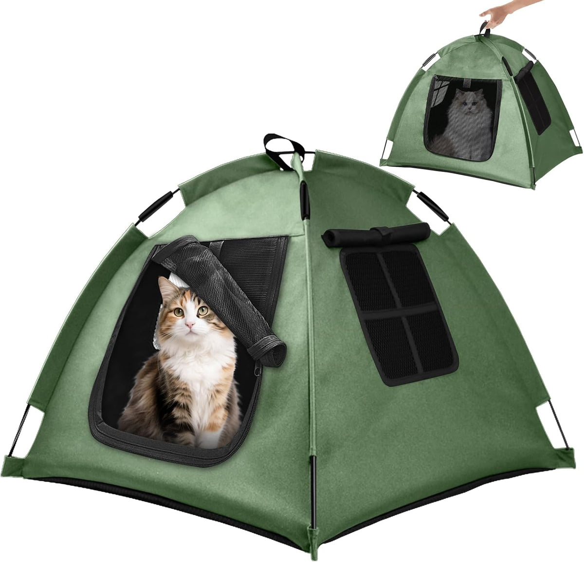Portable Pet Tent, Full-Enclosure Zippered Mesh, Indoor & Outdoor