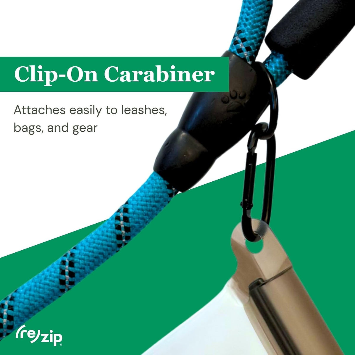 (re) zip Reusable Pet Treat & Poop Bag Carrier with Carabiner Clip, 2-Pack