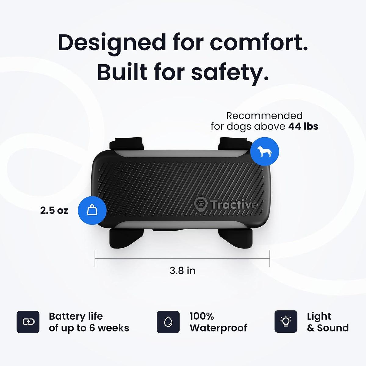 Tractive XL Smart Dog GPS Tracker | Live Pet Tracker with Virtual Fence | Vital Signs Monitoring of Heart & Respiratory Rate | Up to 6-Weeks Battery Life | Dog Collar Attachment (Black)