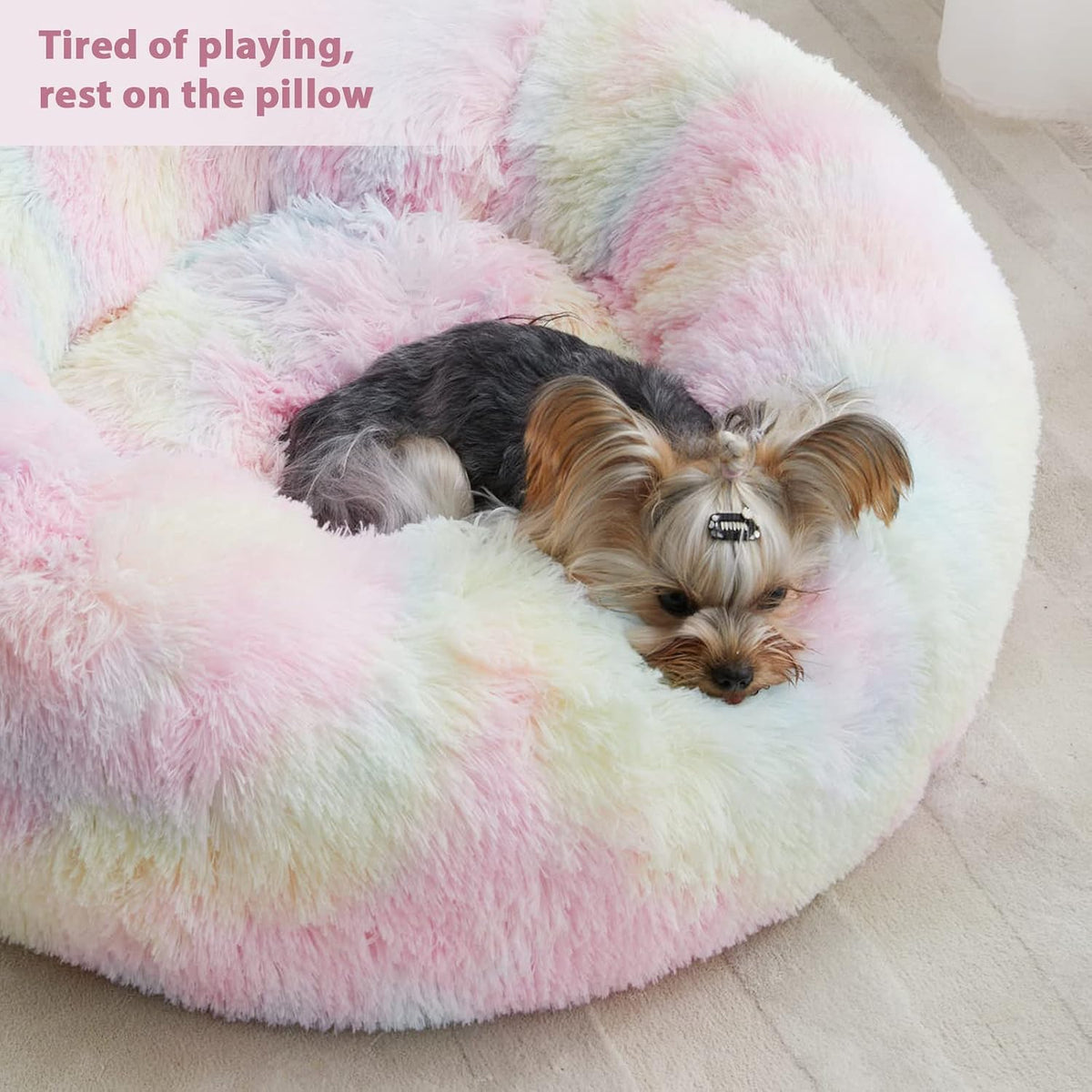 WNPETHOME Medium Round Calming Dog Bed Cat Bed for Comfy Sleep