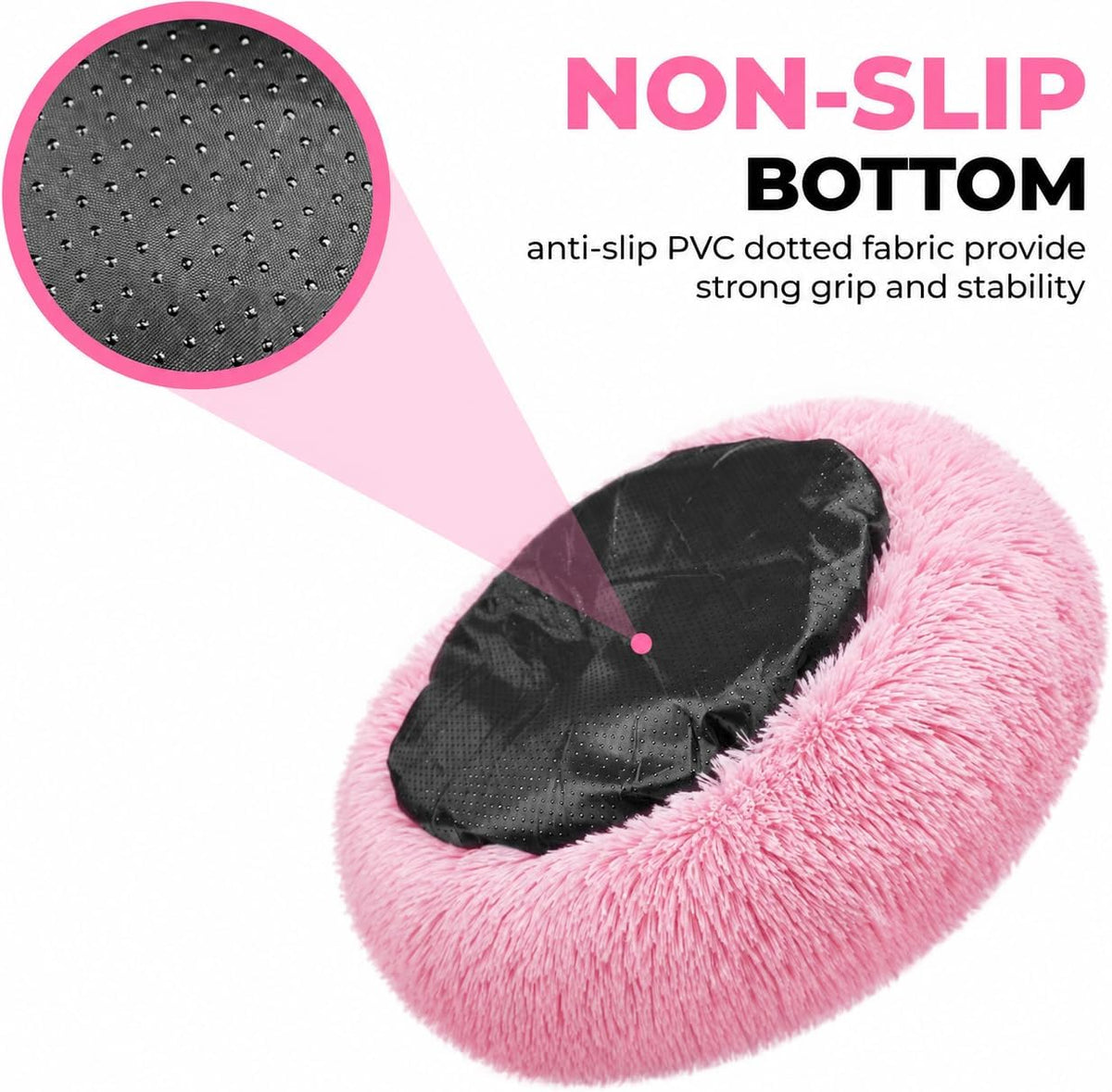 Whiskers & Friends Cat Beds for Indoor Cats, Fluffy Pink Cat Bed Small Dog
