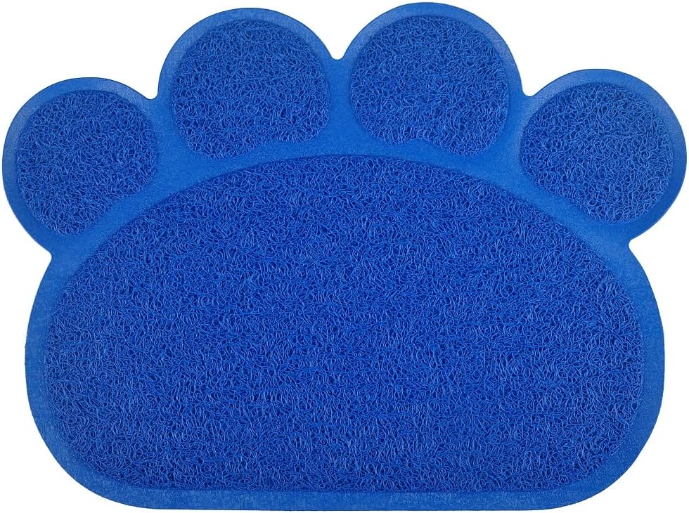Paw-Shaped Cat Litter Box Mat,10 Colors Available,15.75x11.75 Inches (Admiral)