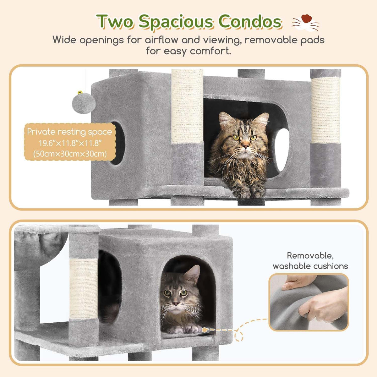 Globlazer 74in Heavy Duty Cat Tree Tower for Indoor Cats Large Adult, S74
