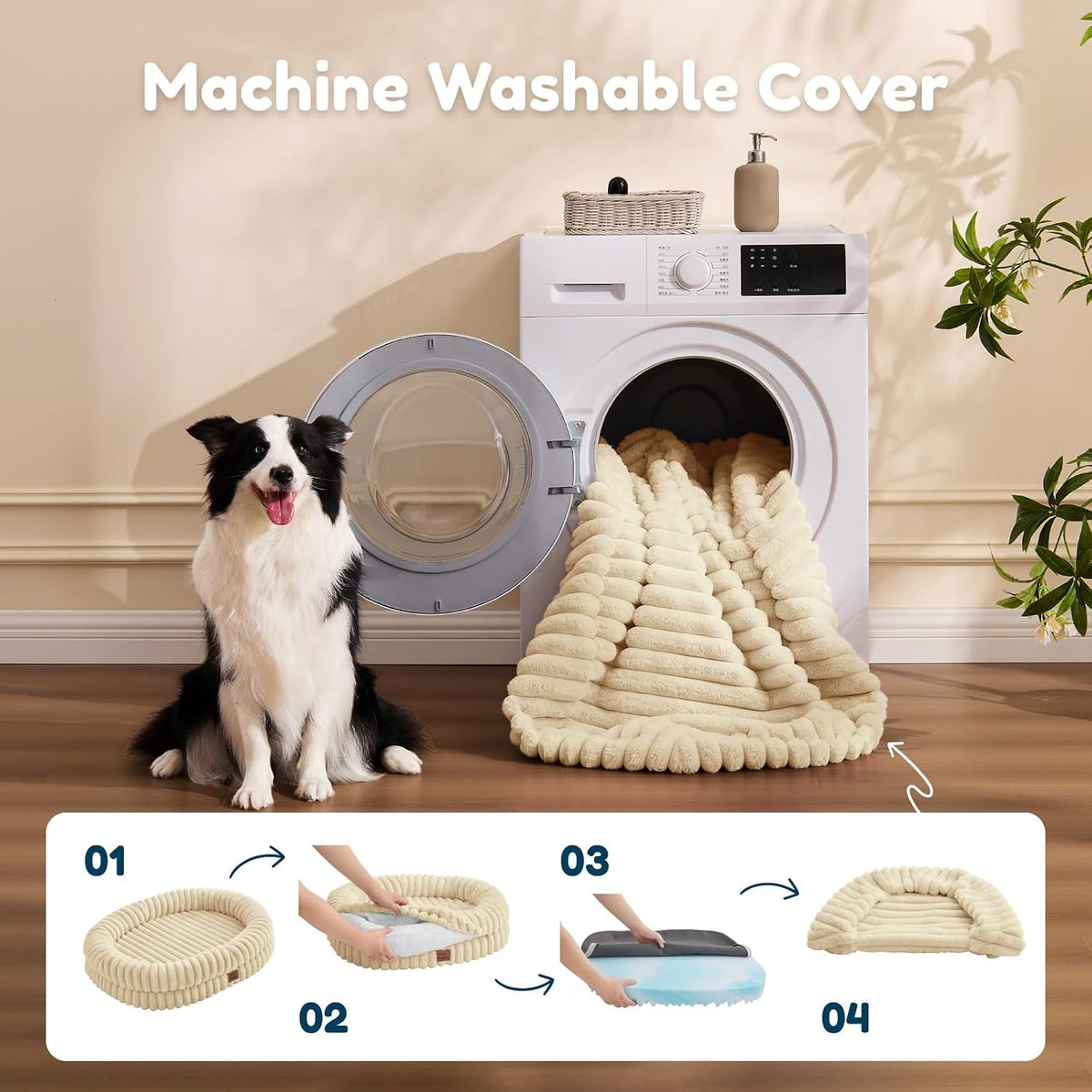 ChiXnuggle Orthopedic Dog Bed, Washable Cover, Faux Fur Bolster Pet Couch
