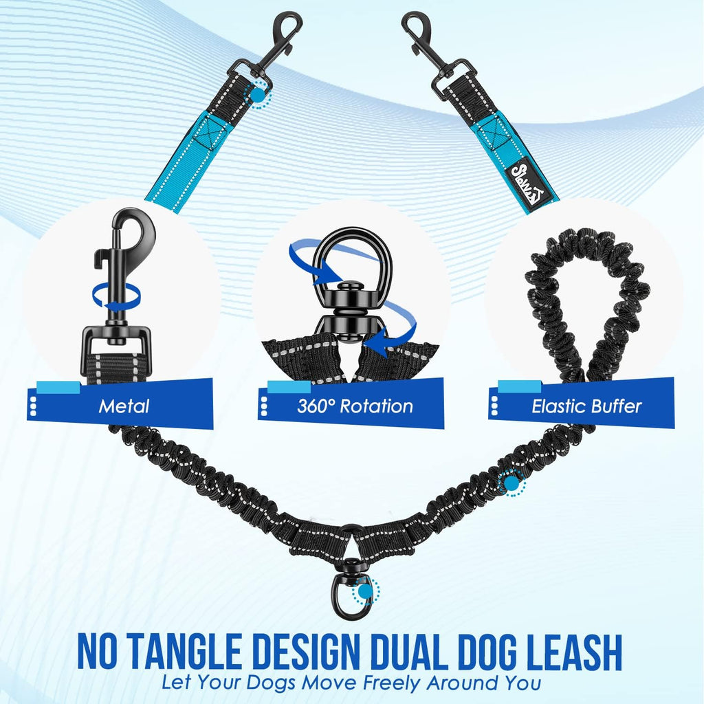 Lukovee Double Dog Leash, Heavy Duty Lead, No Tangle, M