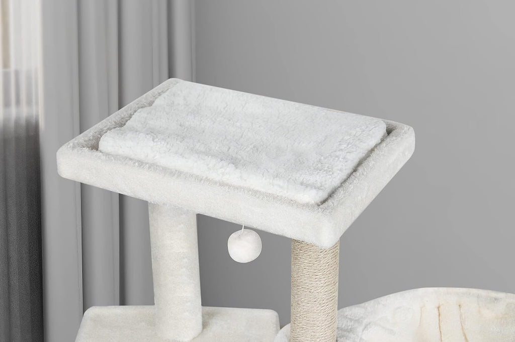 AIWIKIDE Cat Tree Has Scratching Toy with A Ball Activity Centre Cat Tower Furniture Jute-Covered Scratching Posts (Beige, 36.6'')