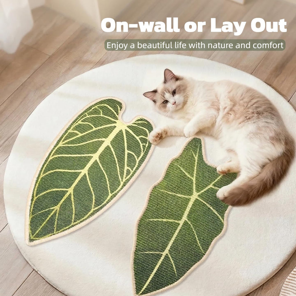 Premium Natural Sisal Botanical Leaf Cat Scratcher Mat, Extra Large Leaf-Shaped for Wall & Floor, Indoor Jungle Decor, Furniture Protector, Durable Cat Scratcher with Stylish Leaf Design (Anthurium)