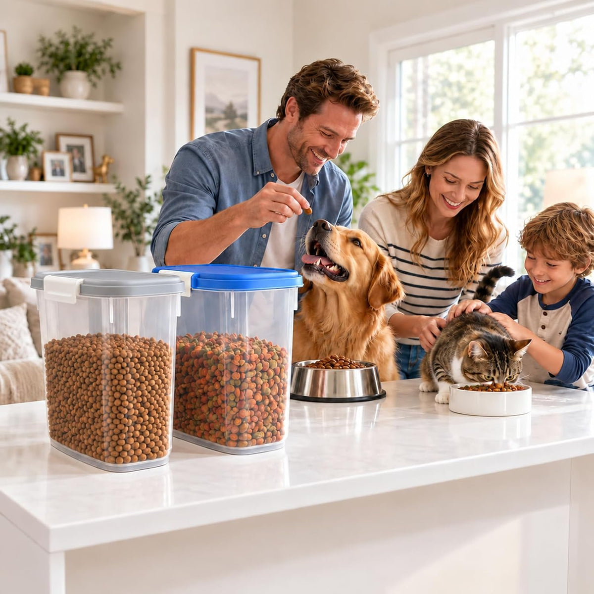 Airtight Dog Cat Food Storage Container 10 Lbs, Slim Tall Pet Food Bin