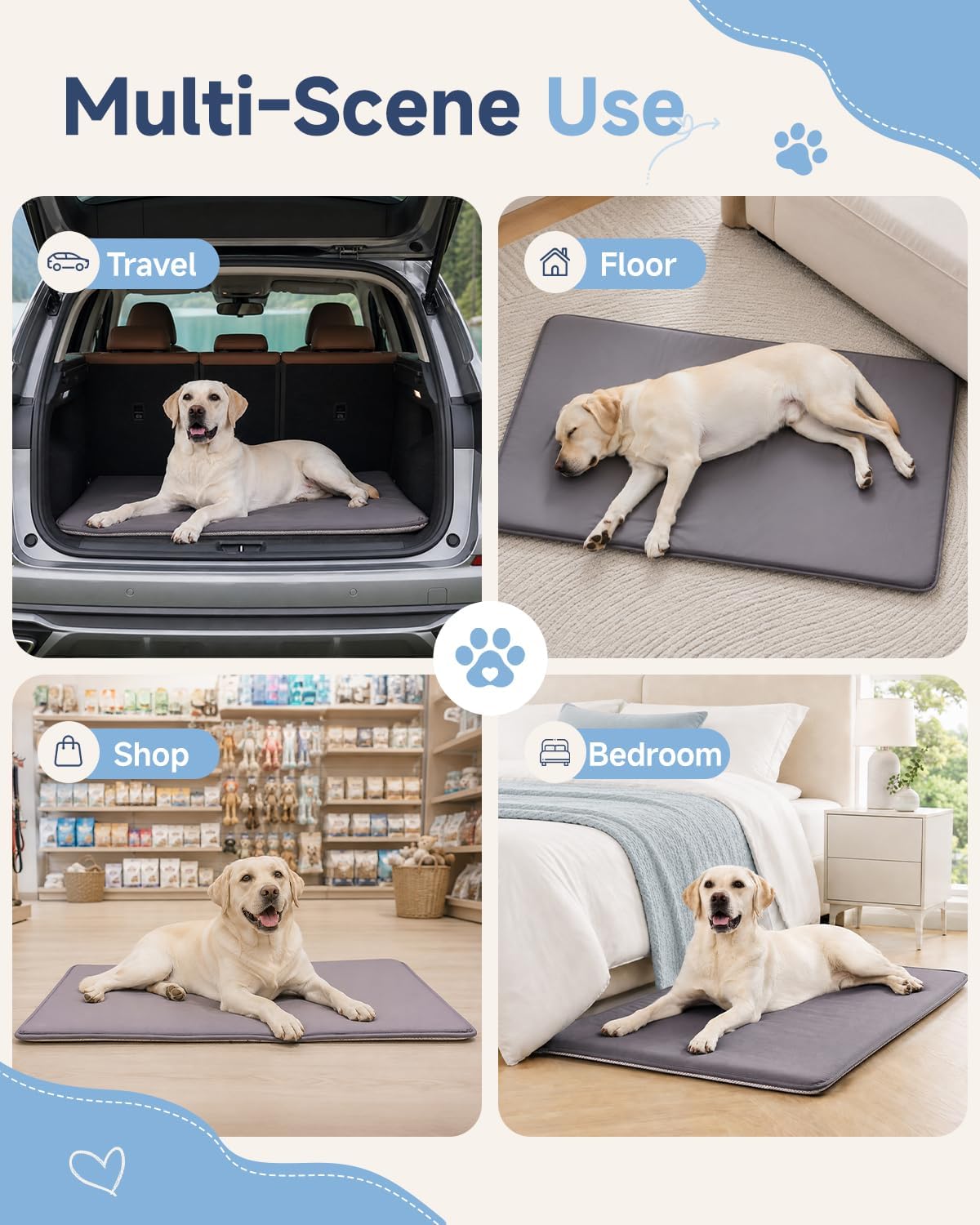 Waterproof Dog Crate Pad Bed, Wipeable Kennel Bed Mat, 35x22, Graphite Grey