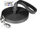 Long Dog Leash XiaZ Training Leashes 10/15/20/30/50/100ft Long Lead for Dogs 10ft Training Leash for Outside Black 10 Foot Nylon Padded Handle Reflective Hiking Yard