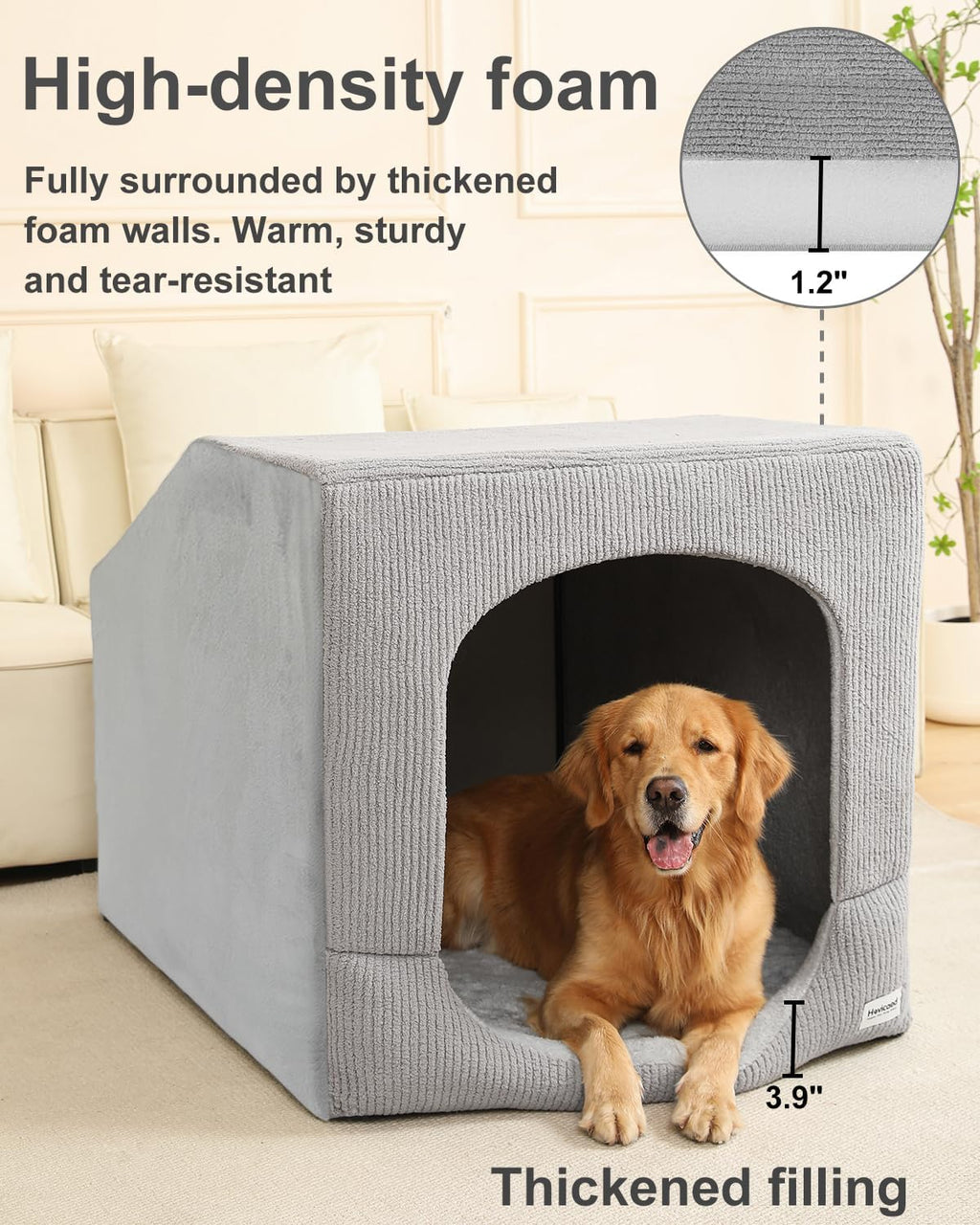 Hovicaed Indoor Dog House Extra Large Sized Dog Tent with Cave Bed 42x30ins
