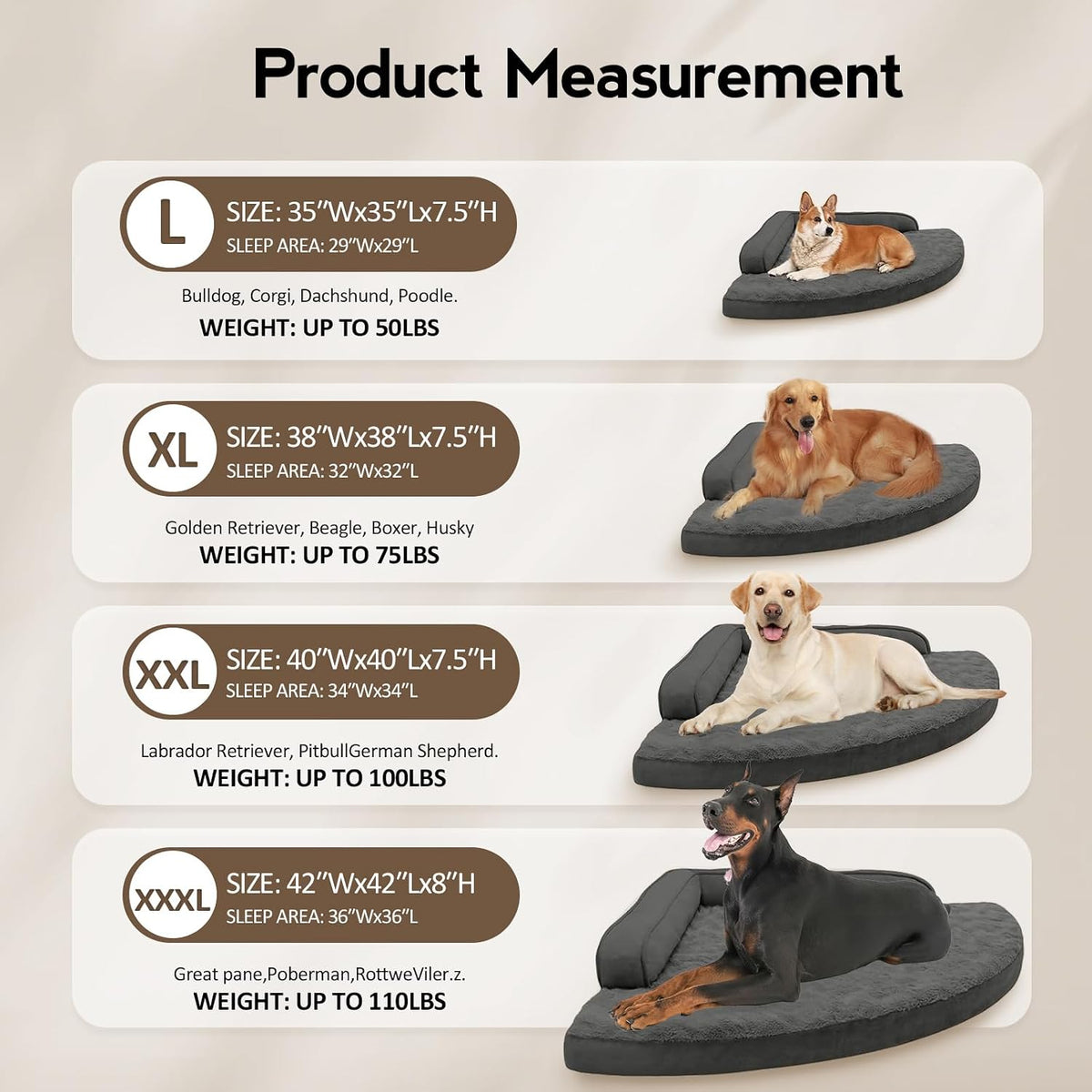 MEKIY Orthopedic Waterproof Dog Bed with Sides for Extra Large Sizes Dogs