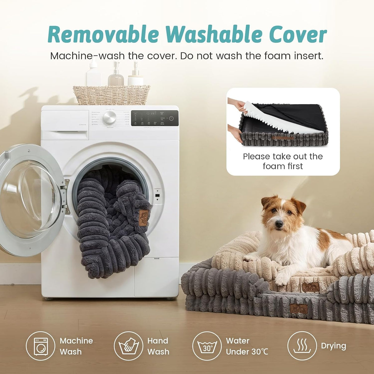 COZY KISS Orthopedic Warming Dog Beds Large Sized Dog, 44 inches, XL, Gray
