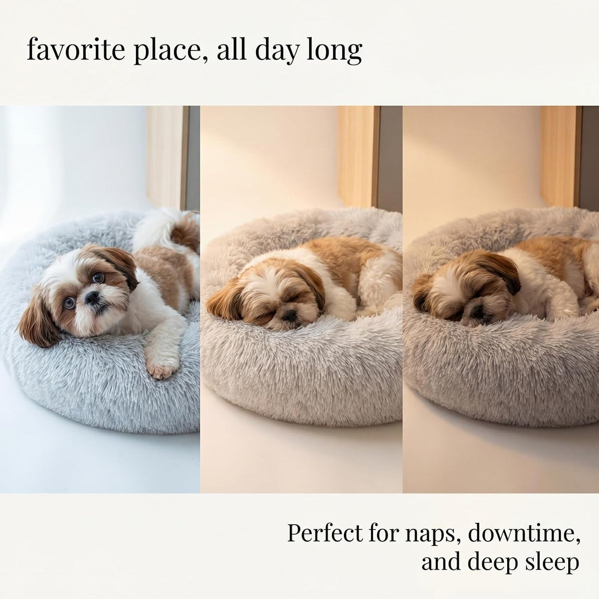 nononfish Comfortable Donut Dog Bed for Small Dogs,Plush Pet Bed