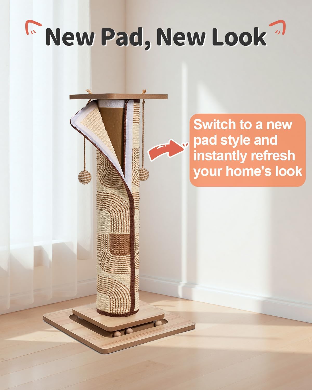 Odoland Cat Scratching Post Replace Mat Natural Sisal Scratcher Pad
