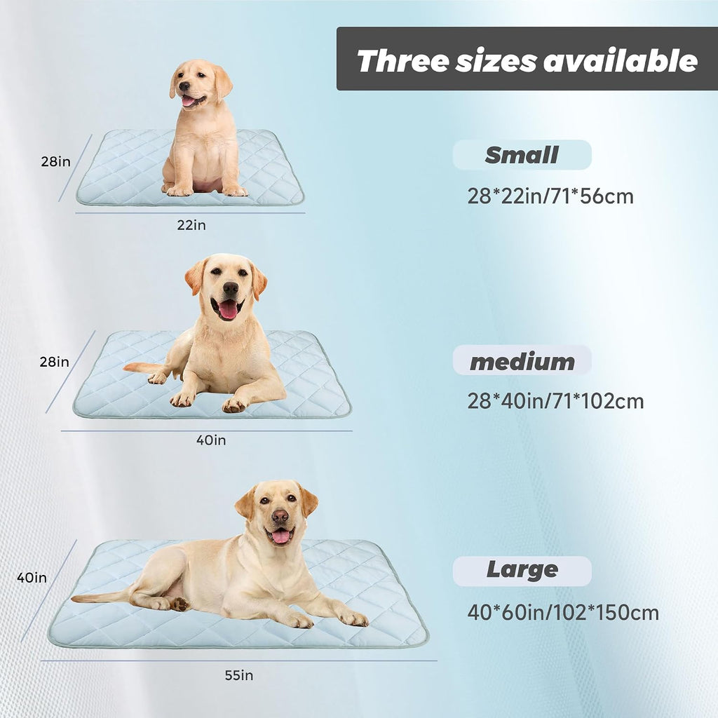Dog Cooling Mat, Pet Washable Non-Toxic Summer Dogs Cats Cooling Pads Sleeping Kennel Mats Cool Ice Blanket for Indoor & Outdoor Dog Beach Essentials Gray Large