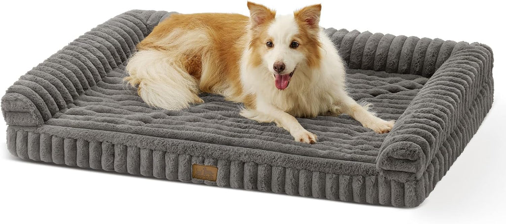 COZY KISS Ultra Soft Faux Rabbit Fur Dog Bed, Grey, 44"x32"