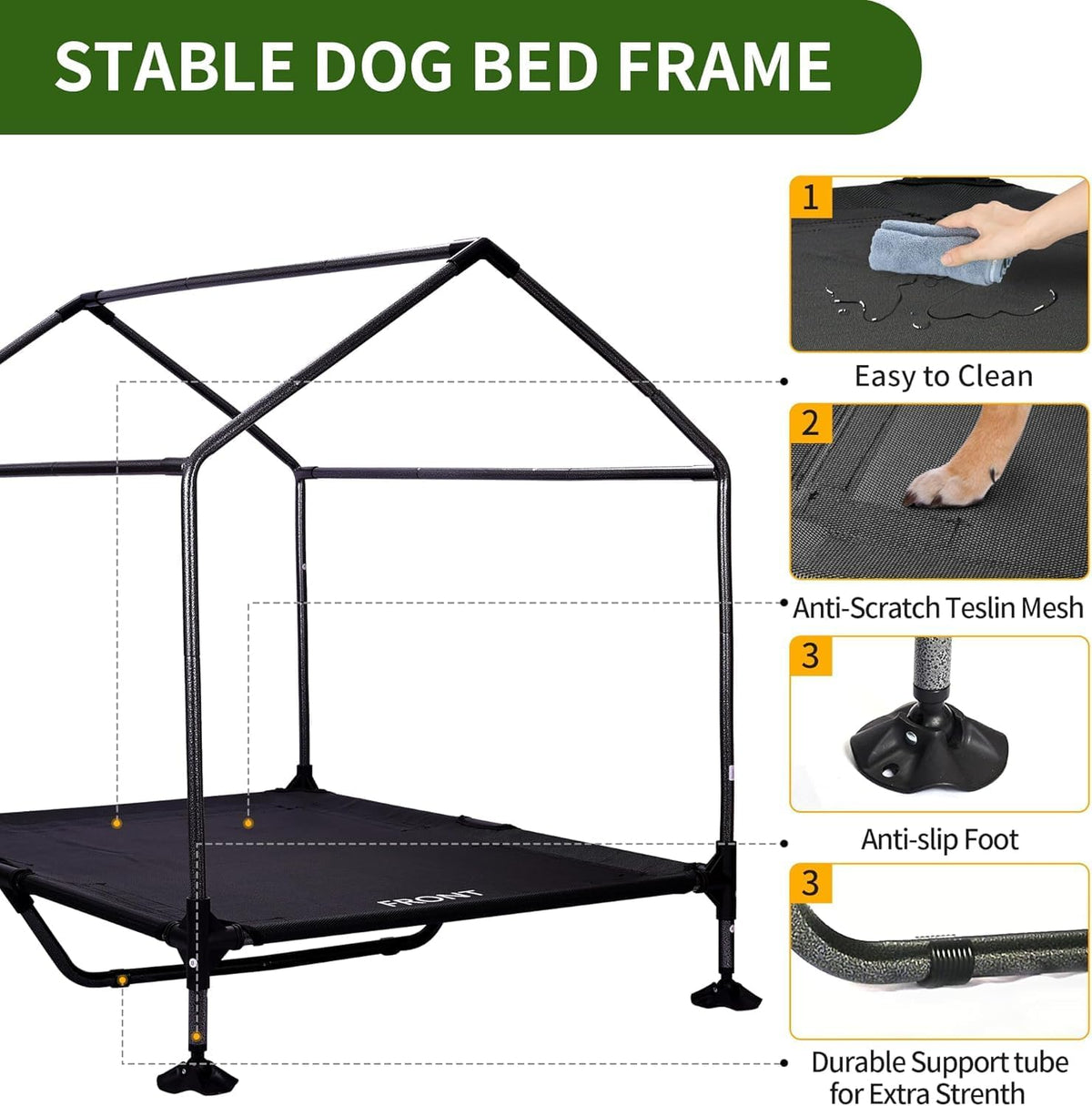 Summertrail 42" Large Dog House Outdoor Indoor Elevated Dog Cot Tent Shade