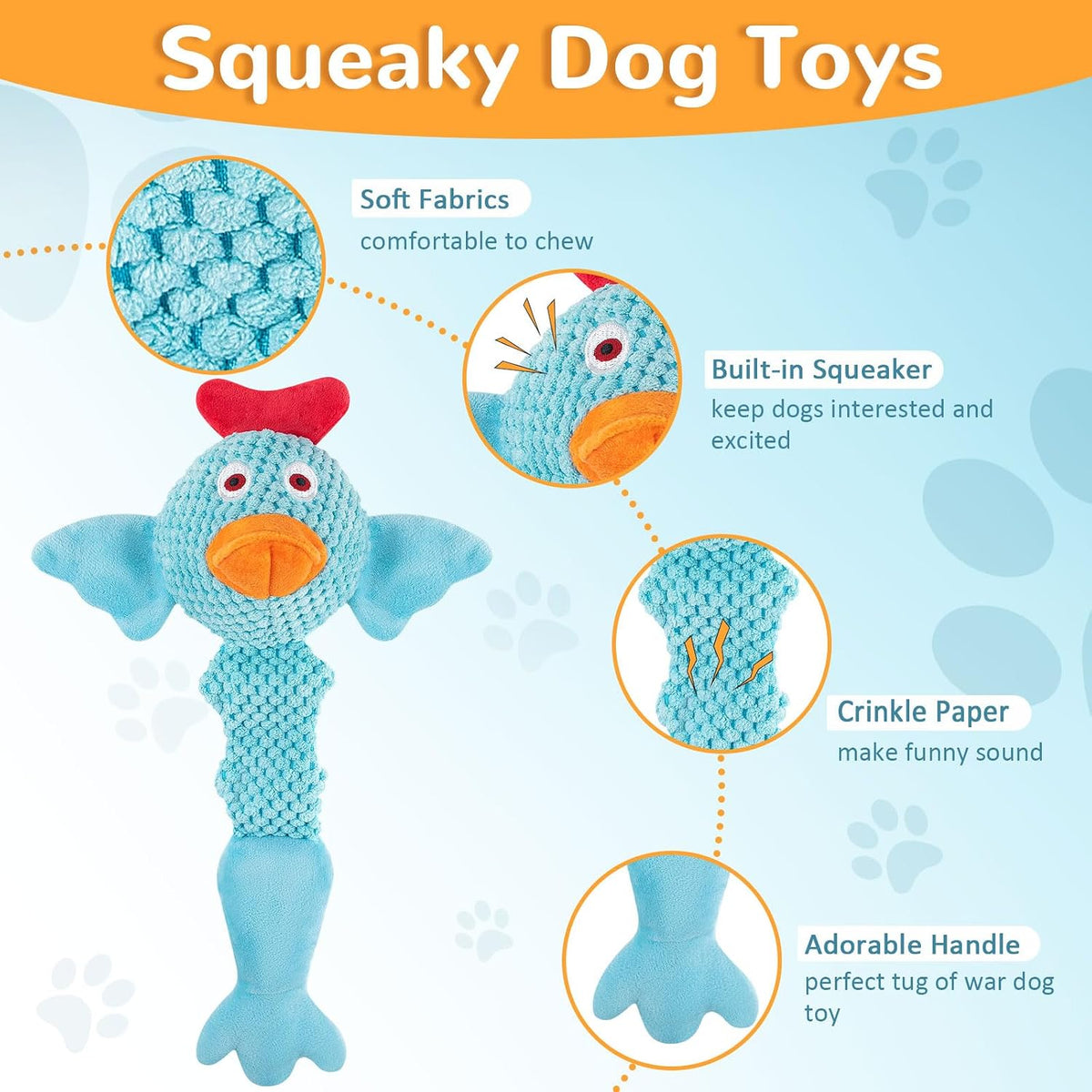 Fuufome Squeaky Dog Toys for Medium and Small Dogs-Interactive Tug of War Toy for Puppy Teething,Great Plush Dog Toy for Dogs to Keep Them Busy