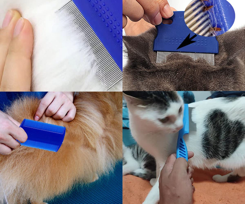 9 Pieces Pet Flea Lice Comb, Dog And Cat Tear Stain Remover Comb, Remove Eye Mucus Crust Dandruff Floating Hair. Pet Grooming Comb Kit For Long And Short Haired Dog Cat(Blue,Rose Red, Green)