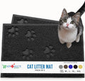 Andalus Small Cat Litter Mat, Pack of 2 - Waterproof, Non-Slip & Easy to Clean Cat Litter Box Mat for Extra Efficient Pet Litter-Trapping, Black (15.75” X 11.75”)
