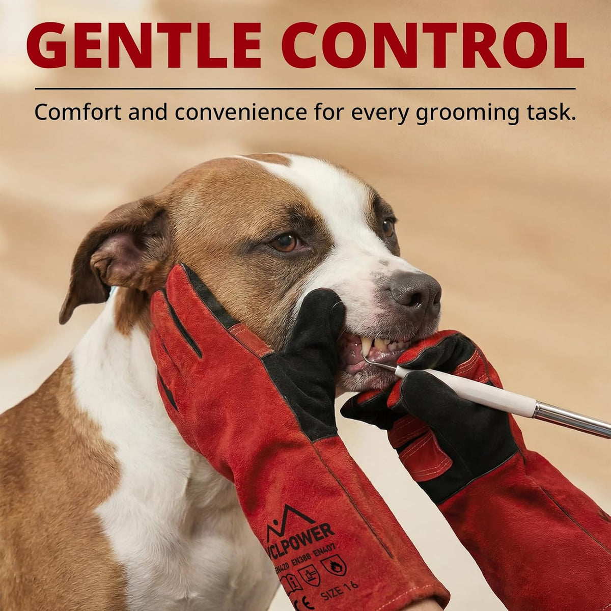 vclpower Animal Handling Gloves, Bite Proof Double Leather,16 in XL
