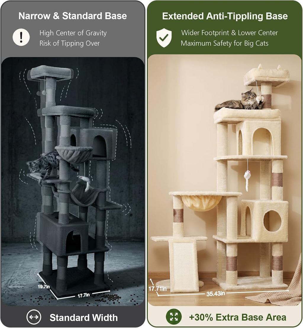 68 Inch Heavy Duty Cat Tree Tower for Indoor Cats Large Adult