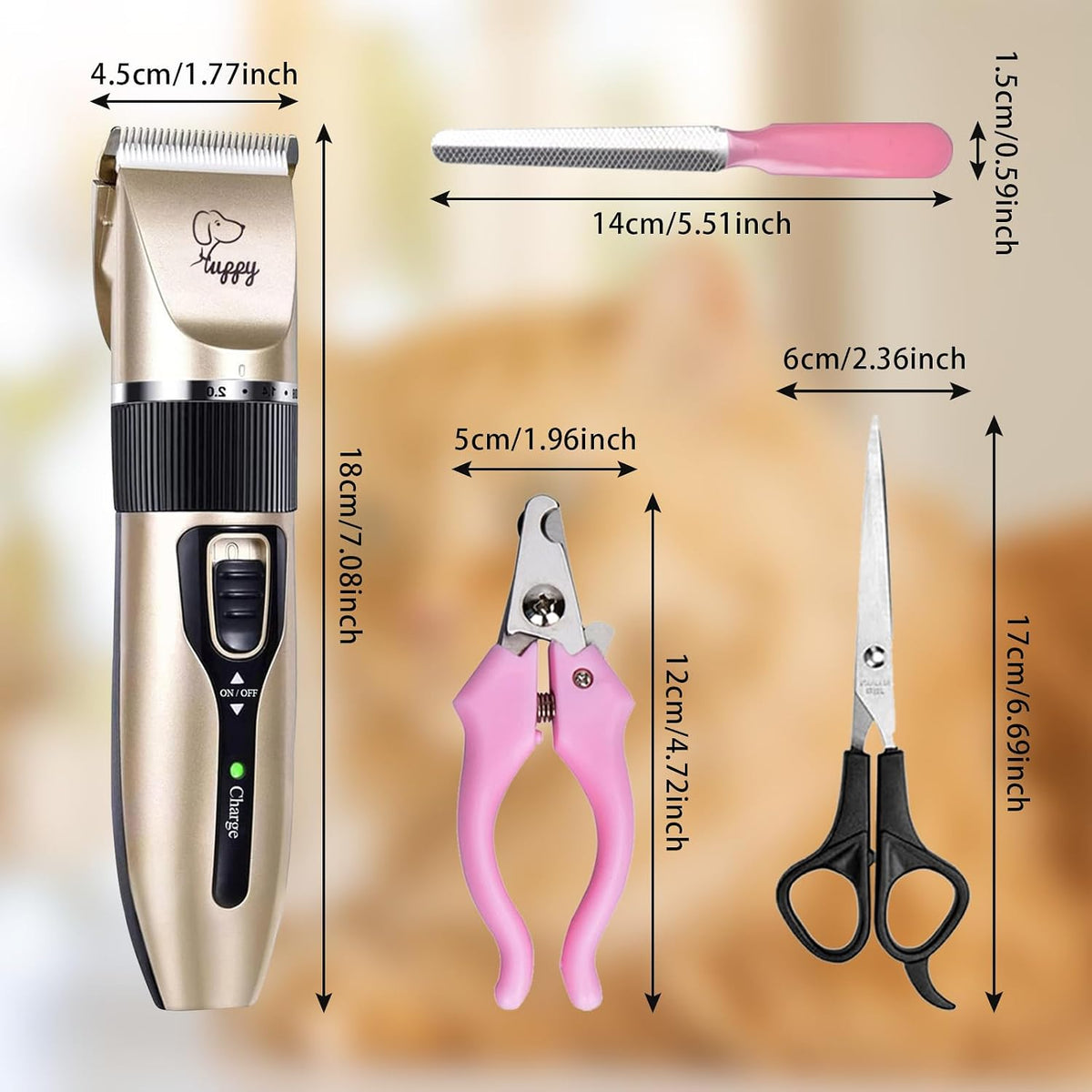 Dog Clippers for Grooming, Low Noise, Electric Quiet, Adjustable Clipper Comb for Dog Grooming Kit, cat Supplies Pet Hair Clippers Grooming kit for Dogs at Home