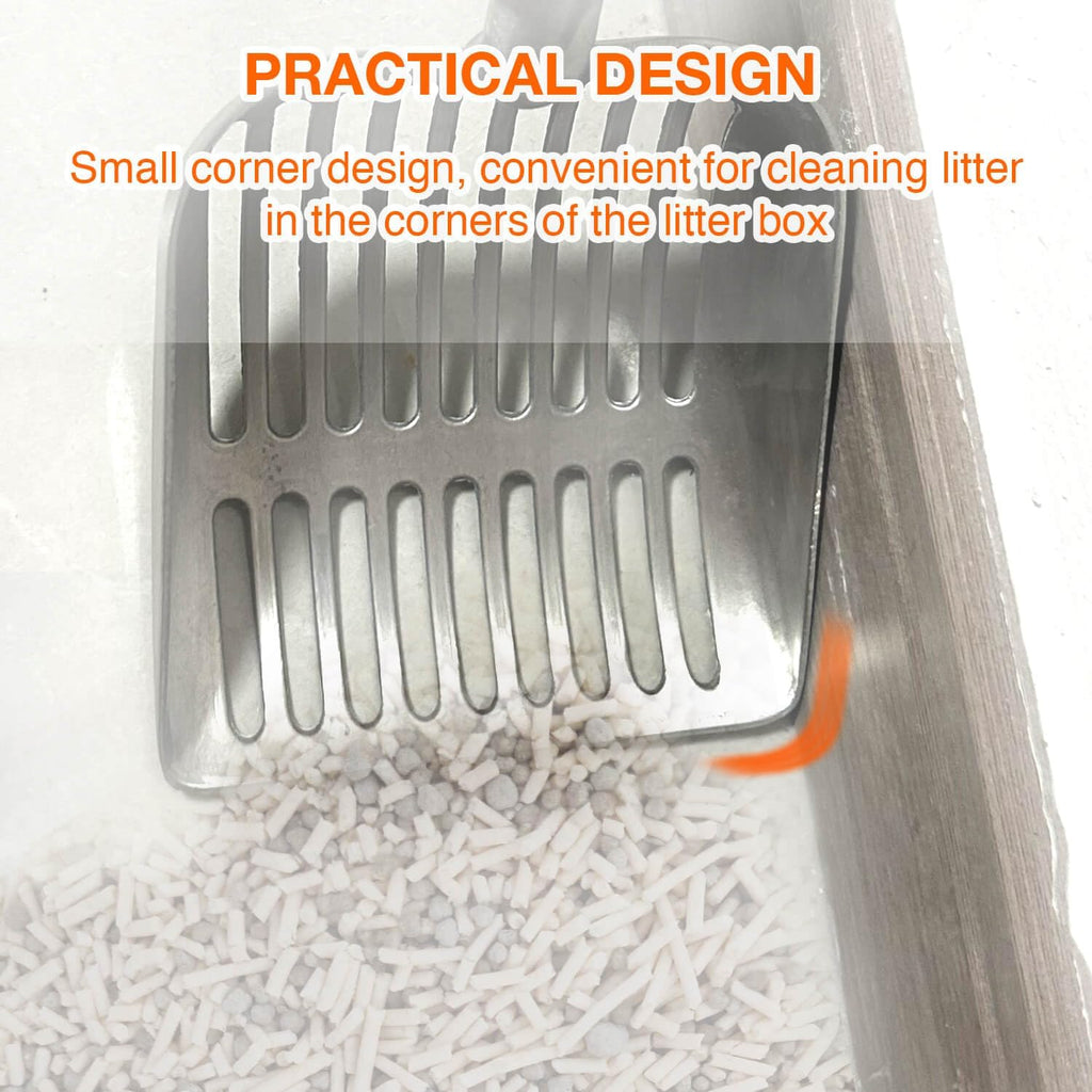 Cat Litter Scoop, Kitty Metal Scooper, Aluminum Alloy Sifter, Kitten Pooper Lifter, Deep Shovel, Long Handle, Poop Sifting, Durable, Heavy Duty, for Litter Box
