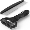 Docrok Pet Grooming Combo: Undercoat Rake, Dematting Deshedding Brush for Long-Haired Dogs and Cats, Black | Dematting Deshedding Undercoat Rake, Cat Brush Dog Brush Shedding Tool for Long Matted Haired Pets