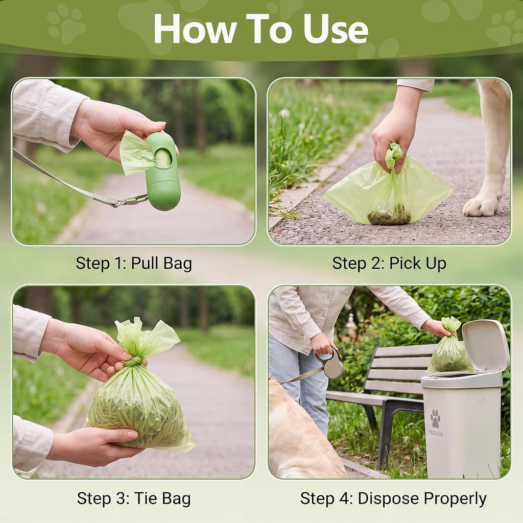 Poop Bags for Dogs 255 Counts with Dispenser and Leash Clip, Leak Proof | Unscented Thick Tear-Resistant Plastic Effectively Blocks Odors, Easy-Tear Rolls, for Dog Walks and Cat Litter