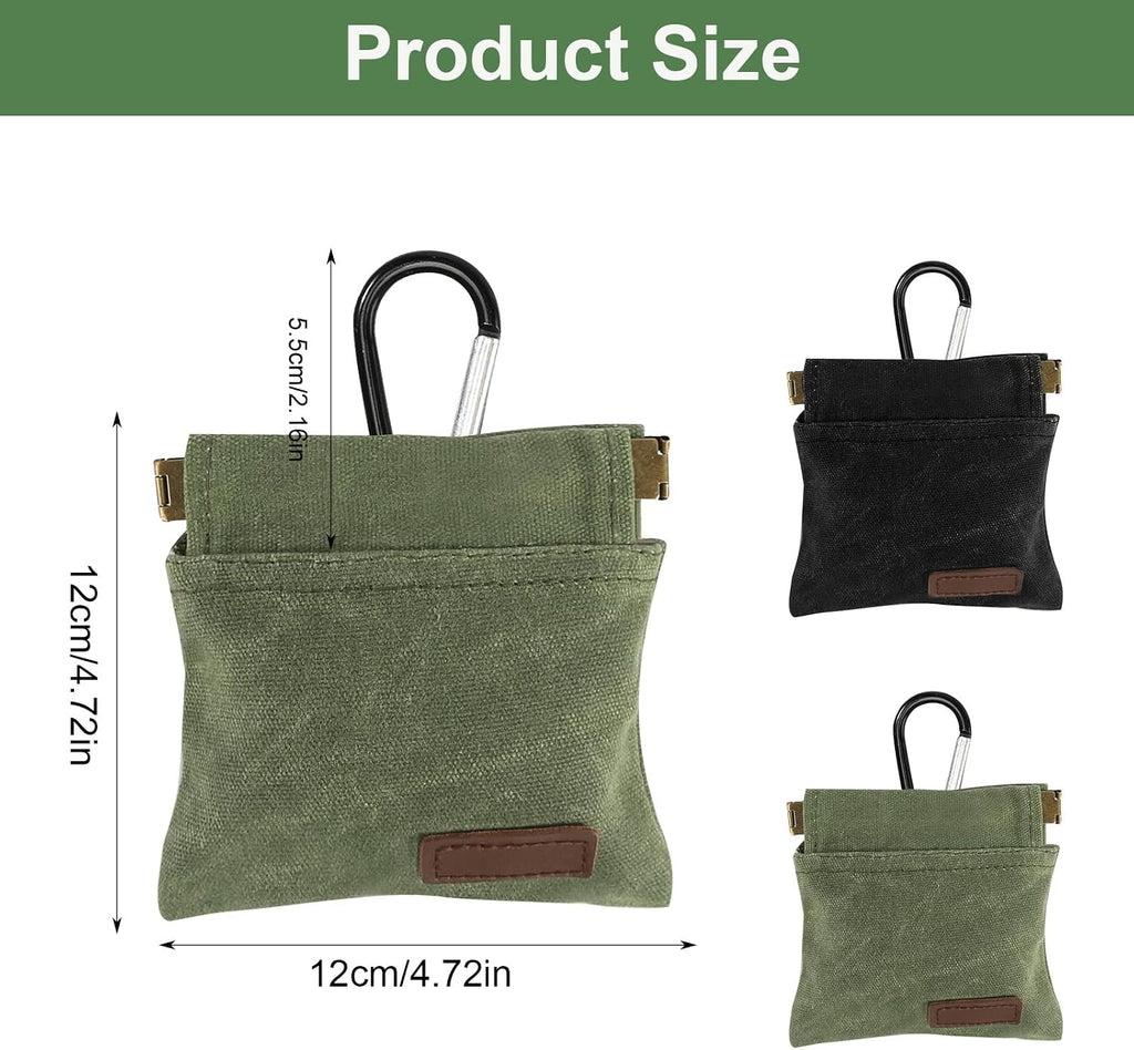 2Pcs Dog Treat Pouch, Dog Treat Pouches for Pet Training, Portable Auto Closing Dog Walking Bag with Carabiner for Puppy Travel or Outdoor Use Black Green