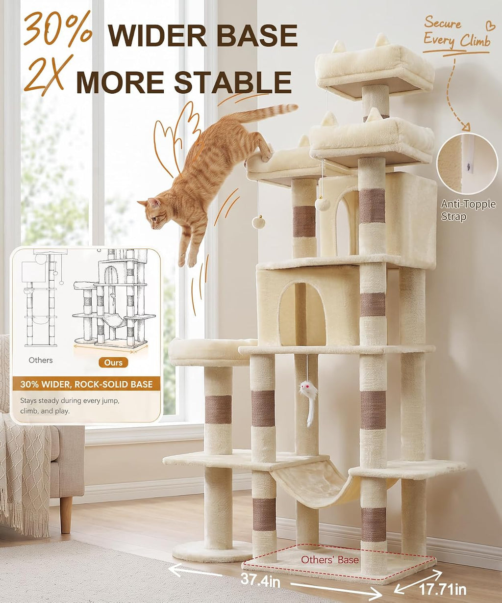 Cat Tower, 71 Inch Heavy Duty Cat Tree for Large Cats