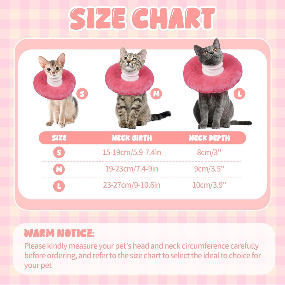 BRKURLEG Cat Recovery Collar, Soft Cat Cones, Pink, S